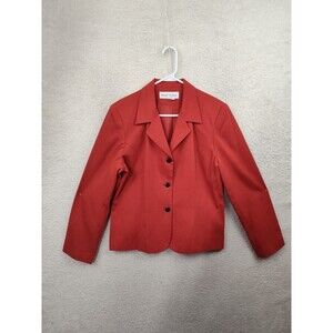 Norton McNaughton Women Jacket 12 Red Rayon Blend Single Breasted Classic Blazer
